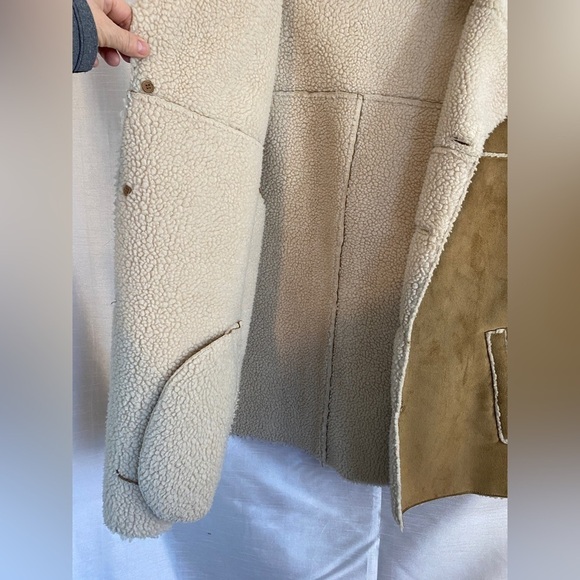 Vintage 1960s Groggy Vegan Beige Suede Jacket with Tan Sherpa Mens Sm - Picture 10 of 15